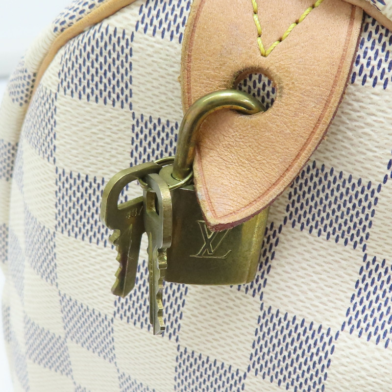 白色 棋盤格 帆布 Speedy30cm 手提包 N41533 【LOUIS VUITTON LV 路易威登】 N41533-13