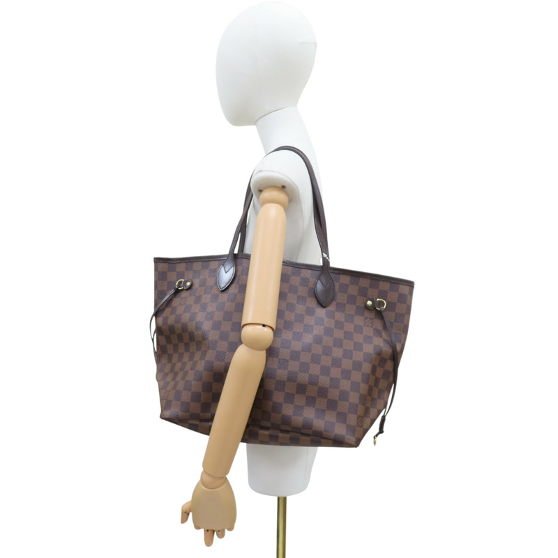 棕色 棋盤格帆布 Neverfull MM 托特包【LOUIS VUITTON LV 路易威登】 N51105-8
