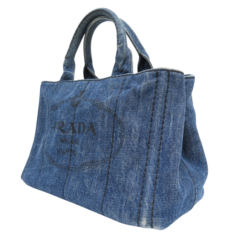 藍色 單寧布 Canapa tote 手提包【PRADA 普拉達】-2
