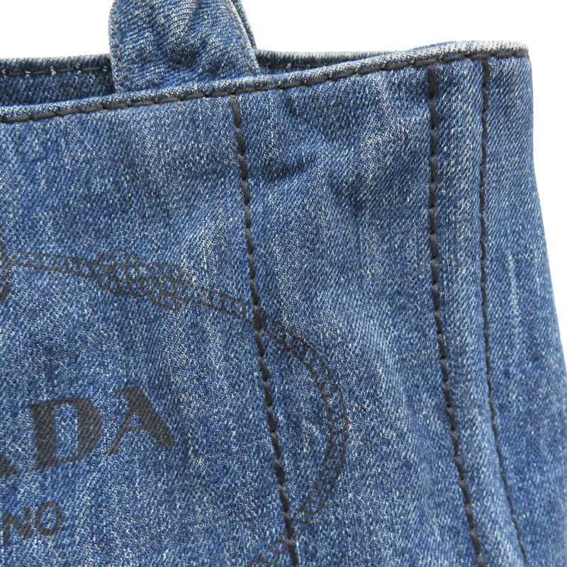 藍色 單寧布 Canapa tote 手提包【PRADA 普拉達】-14