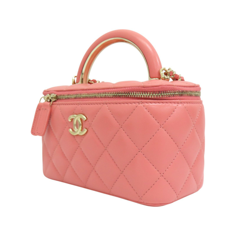 粉色 菱格紋 羊皮 Handle Vanity 肩背包 AP2846【CHANEL 香奈兒】 AP2846-2