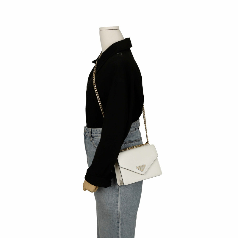 PRADA 1BD200 信封鏈條單肩斜背包-10