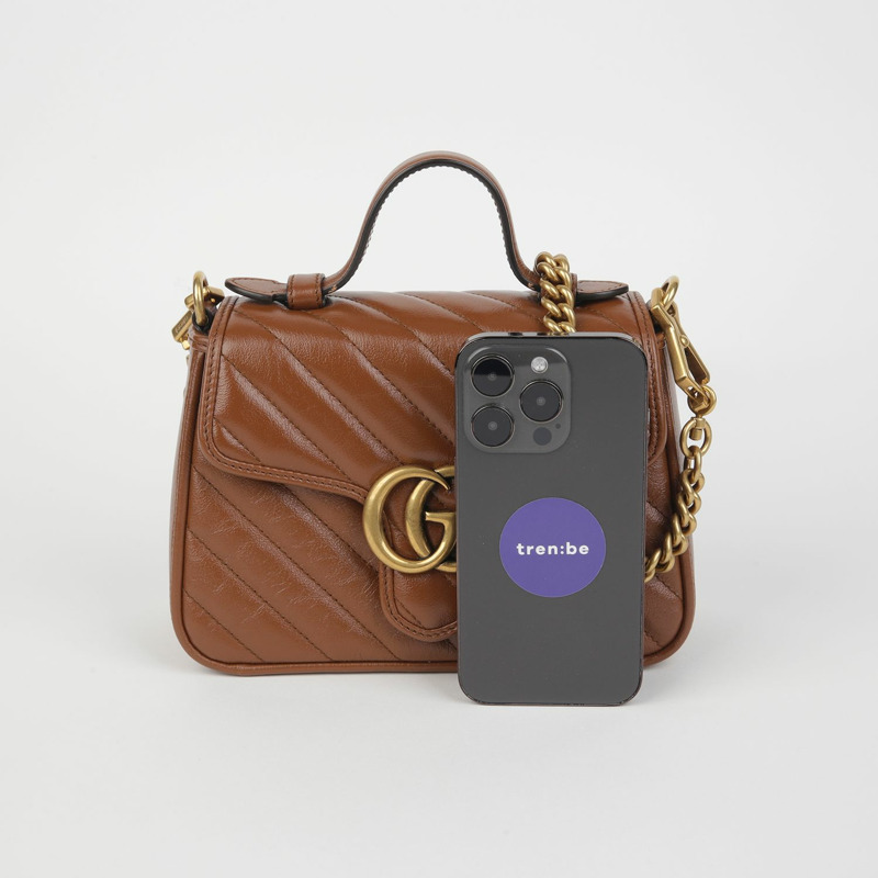 GUCCI GG Marmont 迷你頂部提把托特單肩包 583571-7