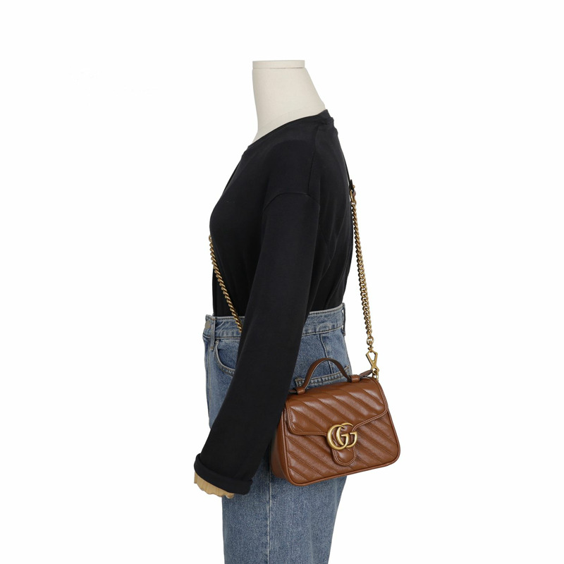 【包稅】GUCCI 583571 GG Marmont 迷你手提單肩包-11