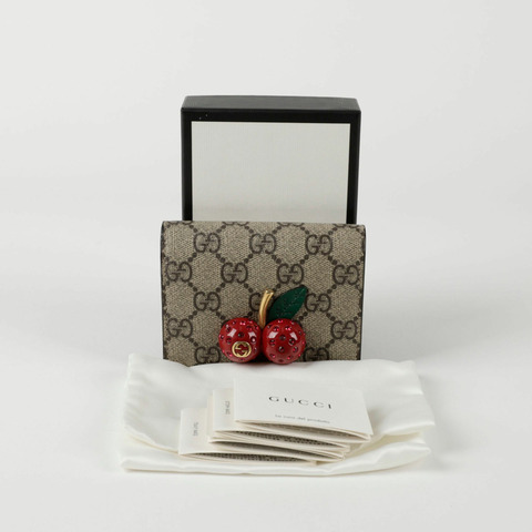 GUCCI 櫻桃裝飾卡包皮夾 476050