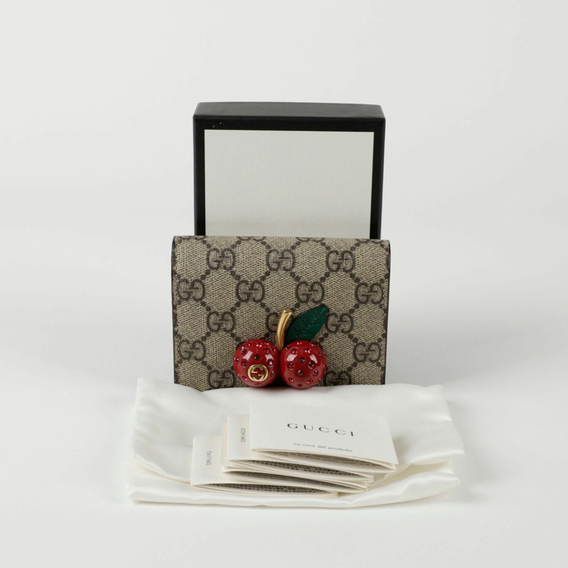 GUCCI 櫻桃裝飾卡包皮夾 476050-0