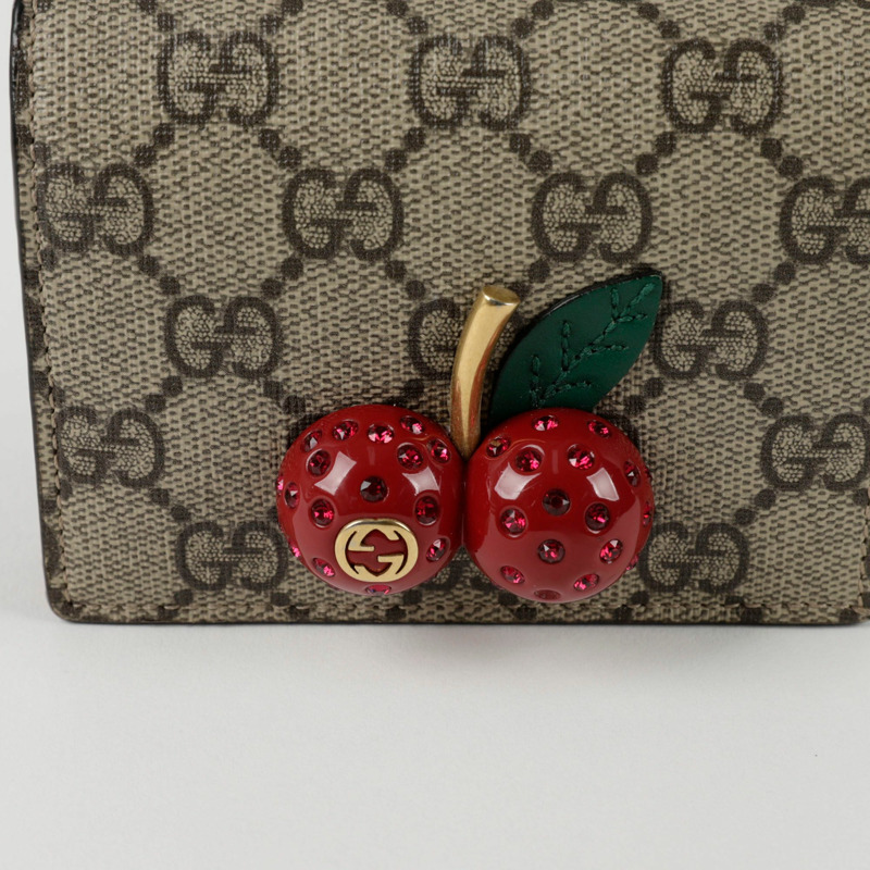 GUCCI 櫻桃裝飾卡包皮夾 476050-1