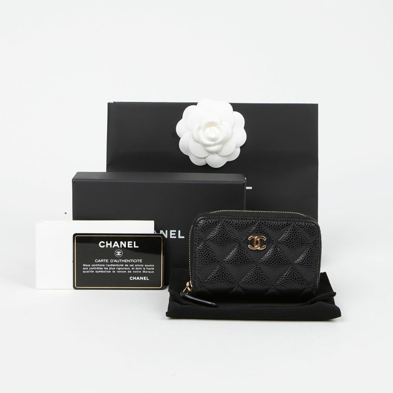 CHANEL Caviar Skin 經典拉鍊零錢包 AP0216-0
