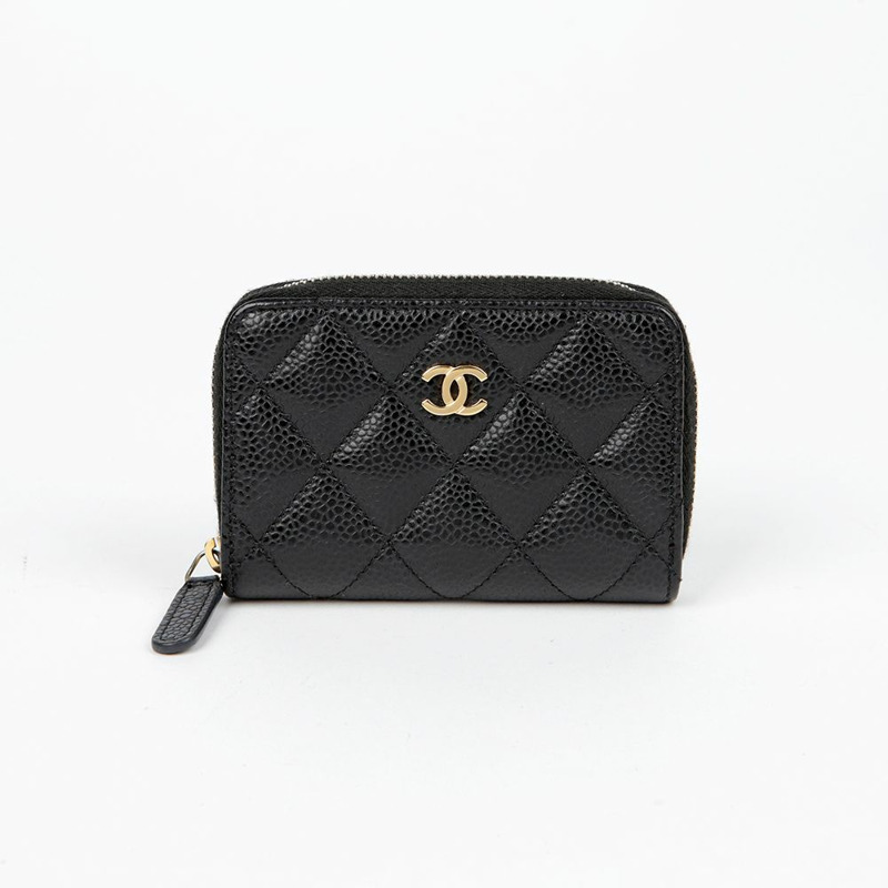 CHANEL Caviar Skin 經典拉鍊零錢包 AP0216-1