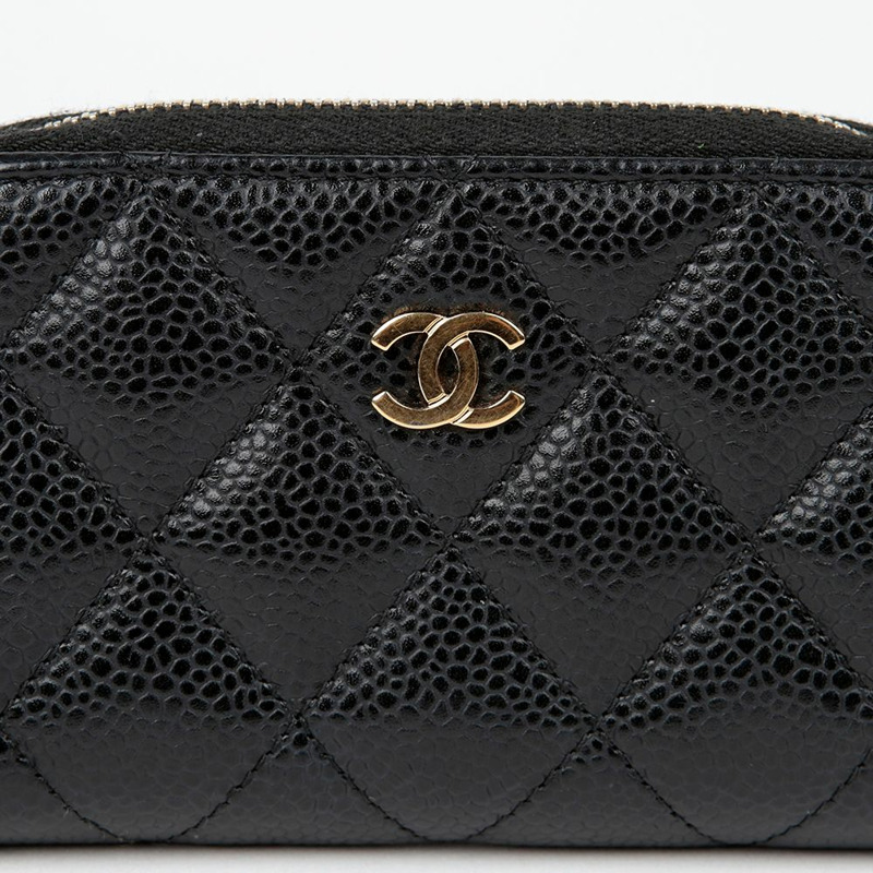 CHANEL Caviar Skin 經典拉鍊零錢包 AP0216-2