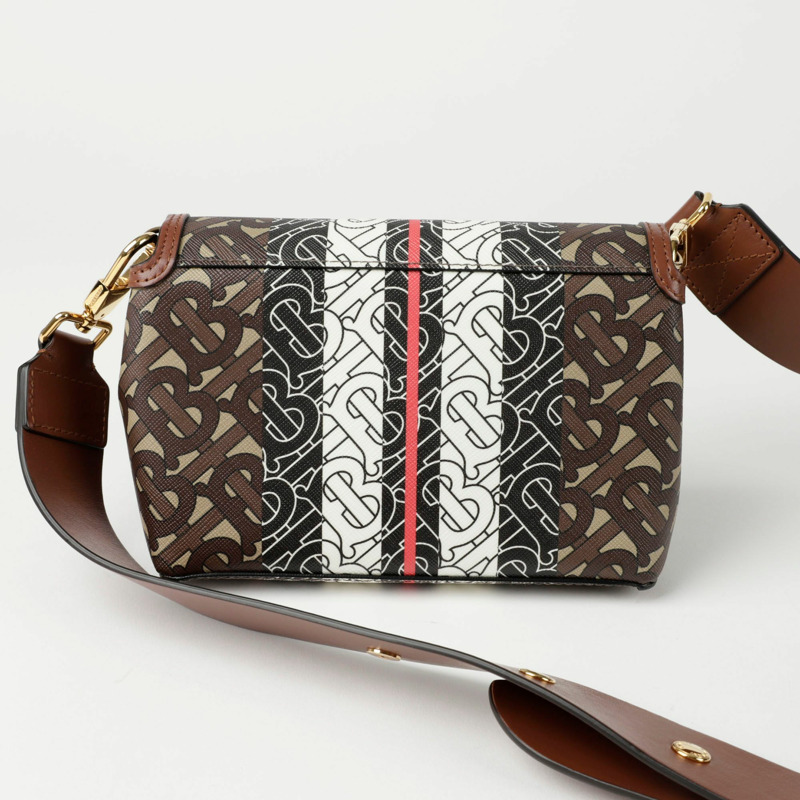 BURBERRY Monogram Stripe E 帆布肩斜背包 8033386-3