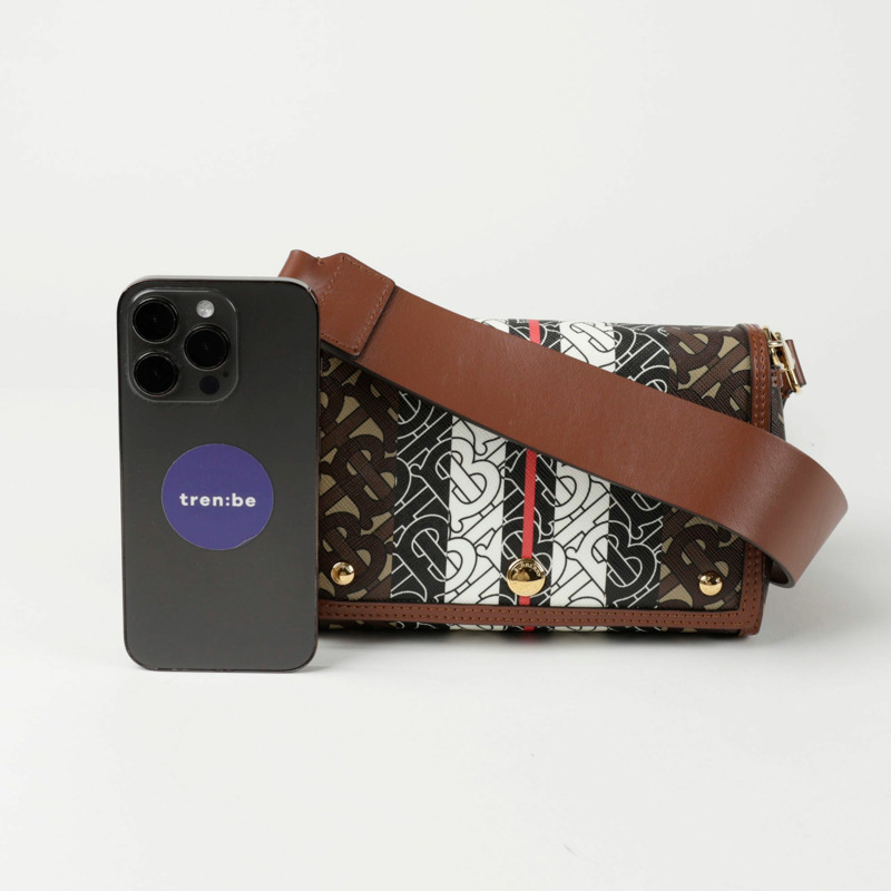 BURBERRY Monogram Stripe E 帆布肩斜背包 8033386-7