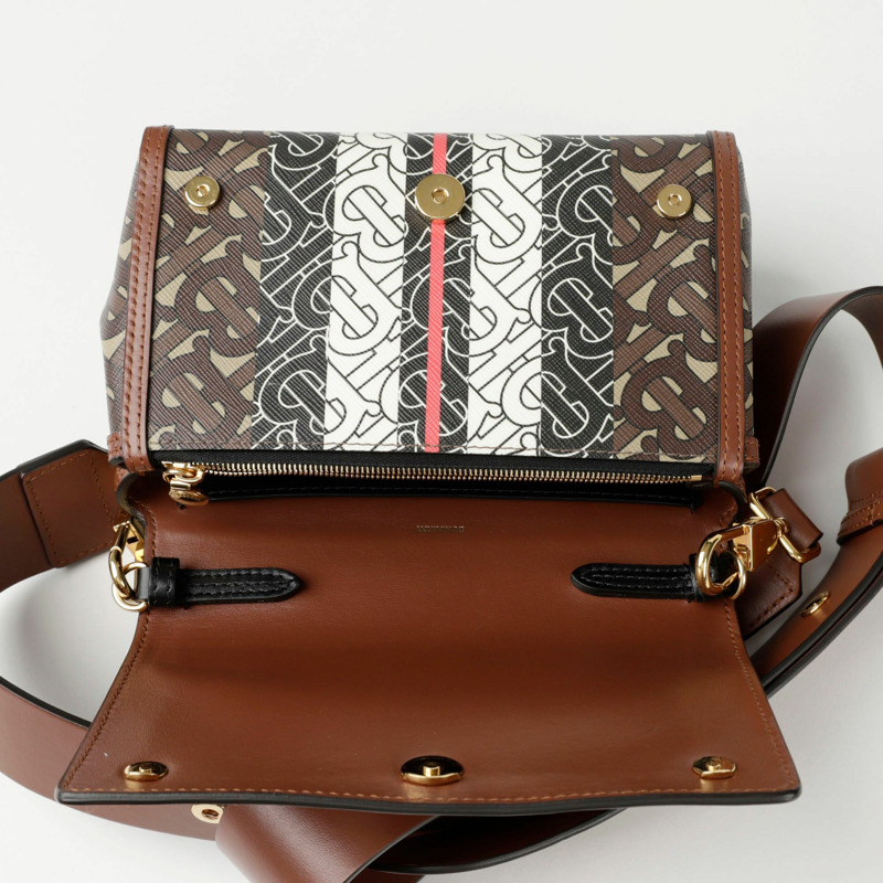 BURBERRY Monogram Stripe E 帆布肩斜背包 8033386-9