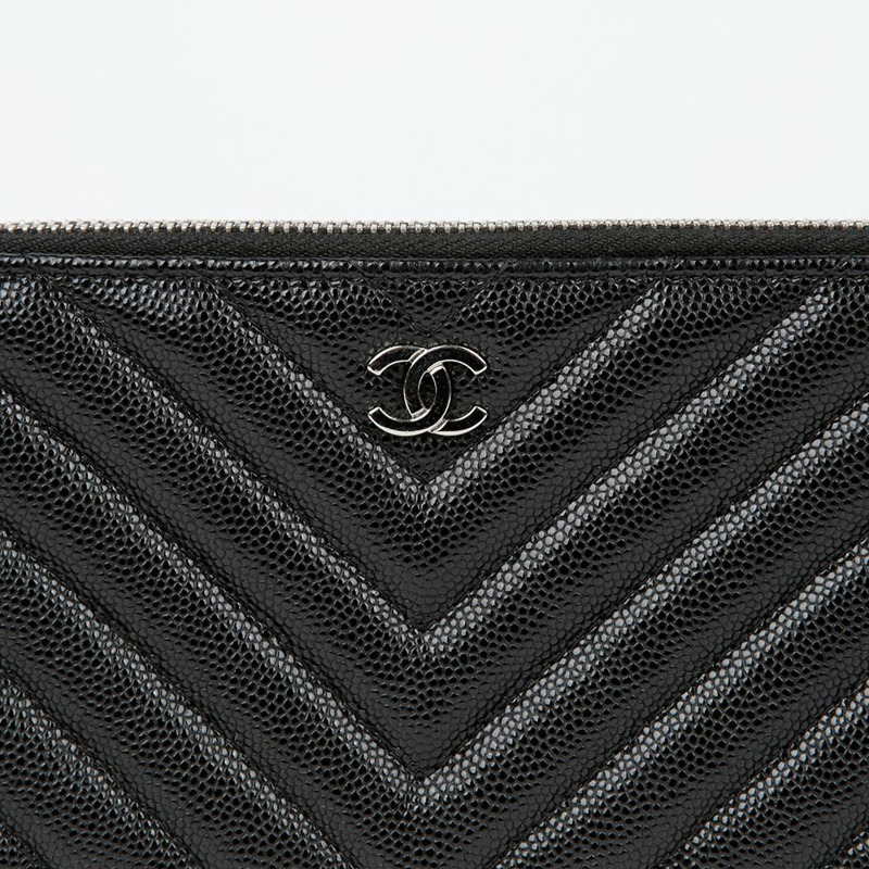 CHANEL Caviar Skin 雙拉鍊 WOC 單肩斜背包 A82527-1