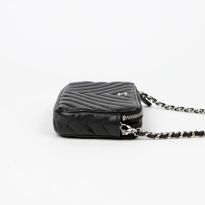 CHANEL Caviar Skin 雙拉鍊 WOC 單肩斜背包 A82527-3