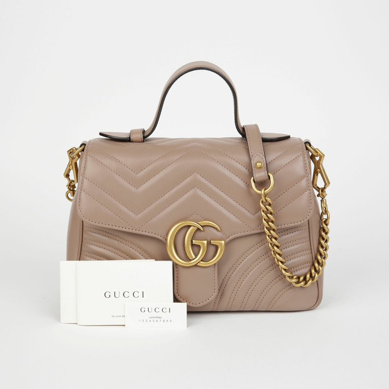 GUCCI GG Marmont 小號頂部提把托特單肩包 498110-0