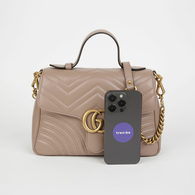 GUCCI GG Marmont 小號頂部提把托特單肩包 498110-7