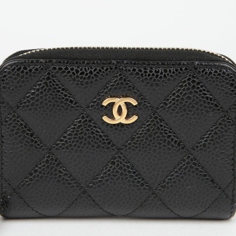 CHANEL Caviar Skin 經典拉鍊零錢包 AP0216-1