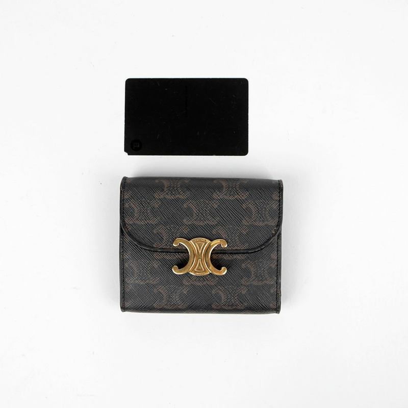 CELINE 10D782CQH Triumph 小號翻蓋皮夾-11