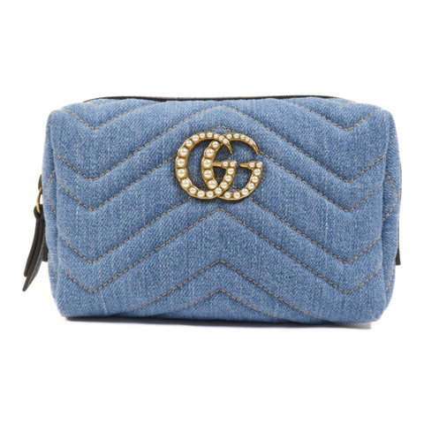 GUCCI 牛仔布Pouch金扣手拿包