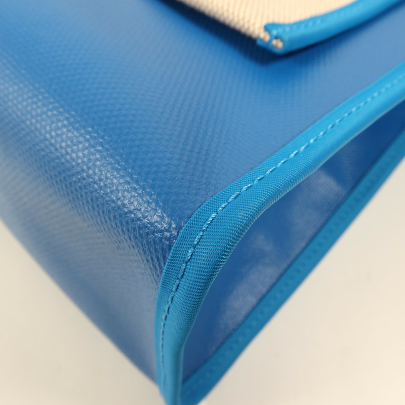 HERMES 塗層帆布Herbag PM銀扣手挽肩背兩用袋Bleu Izmir-11
