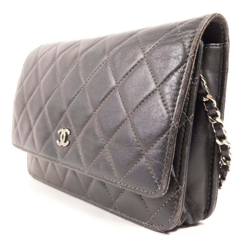 CHANEL 羊皮皮革WOC Wallet On Chain銀扣鏈帶肩背袋-2