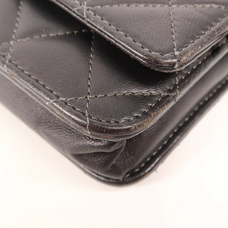 CHANEL 羊皮皮革WOC Wallet On Chain銀扣鏈帶肩背袋-5