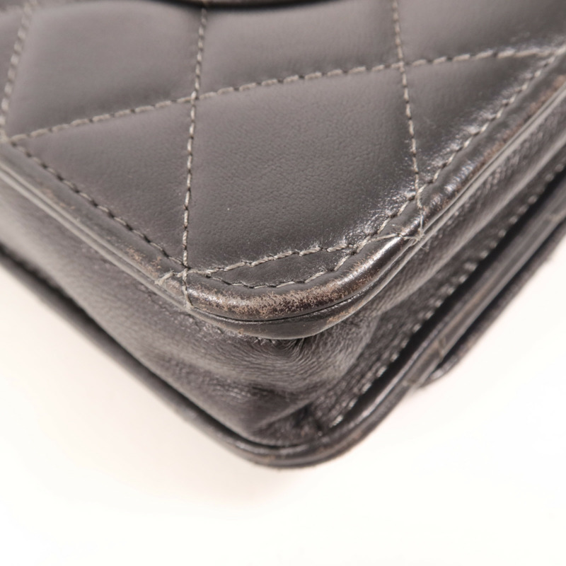 CHANEL 羊皮皮革WOC Wallet On Chain銀扣鏈帶肩背袋-7