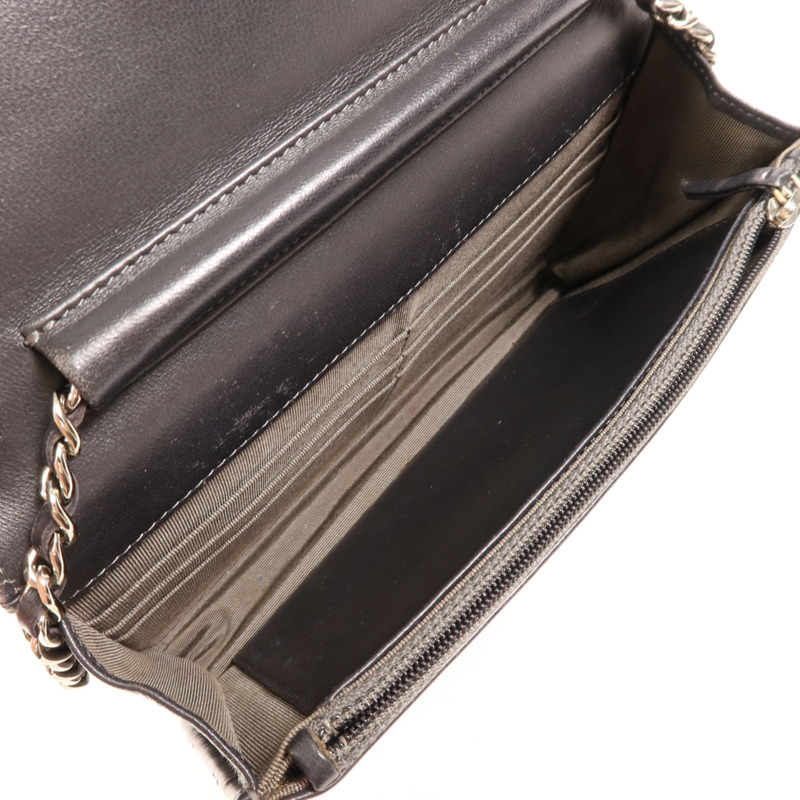 CHANEL 羊皮皮革WOC Wallet On Chain銀扣鏈帶肩背袋-9