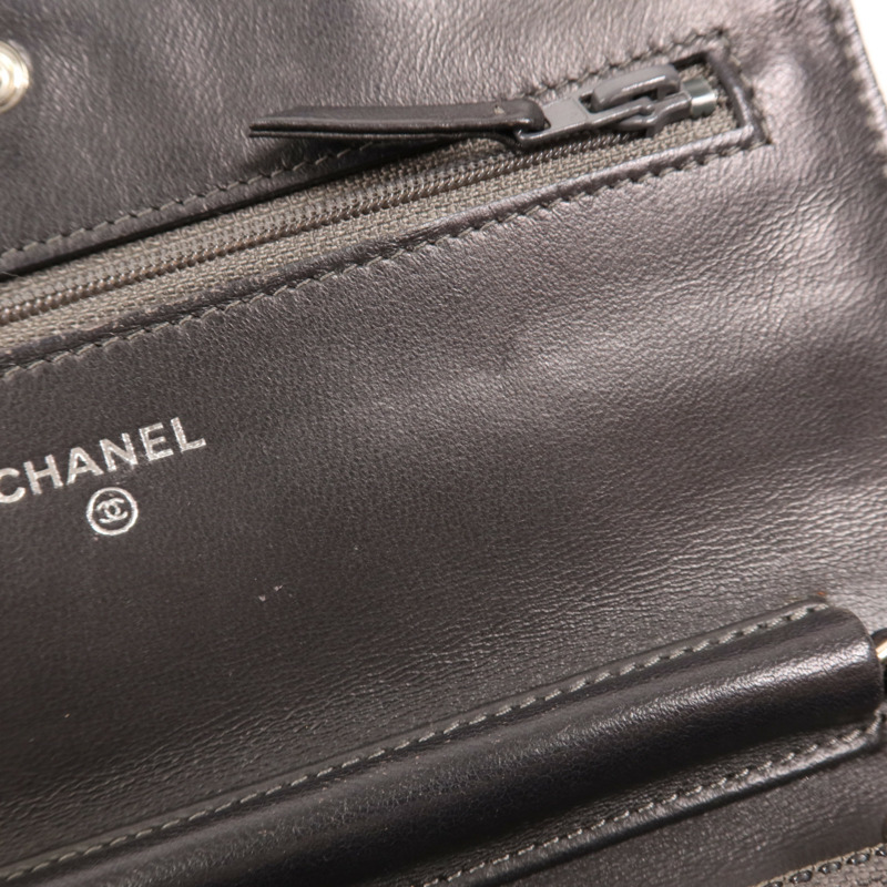 CHANEL 羊皮皮革WOC Wallet On Chain銀扣鏈帶肩背袋-14