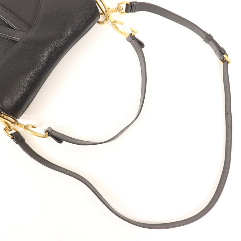Dior 牛皮皮革Saddle Bag金扣手挽肩背兩用袋-4