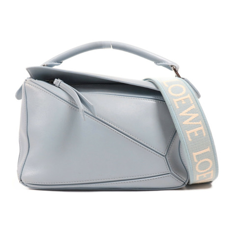 LOEWE 牛皮皮革Small Puzzle銀扣手挽肩背兩用袋
