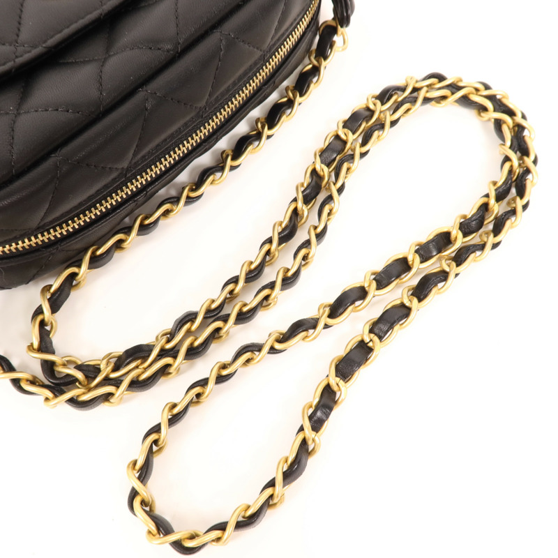 CHANEL 羊皮皮革Chain Shoulder金扣鏈帶肩背袋-4