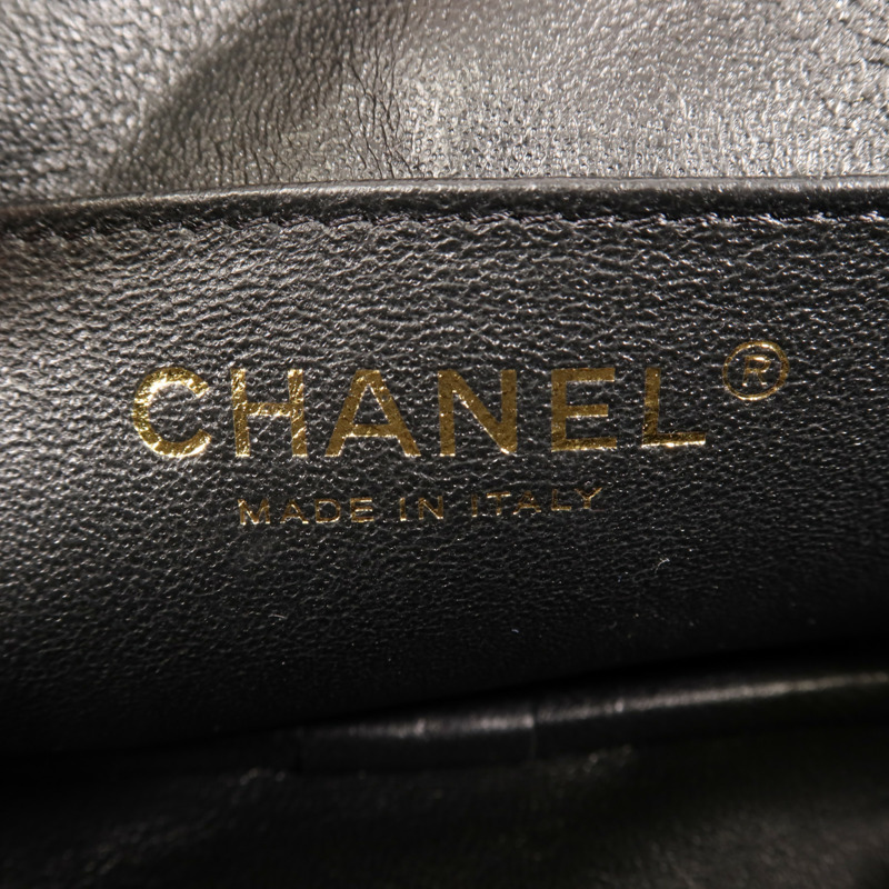 CHANEL 羊皮皮革Chain Shoulder金扣鏈帶肩背袋-10