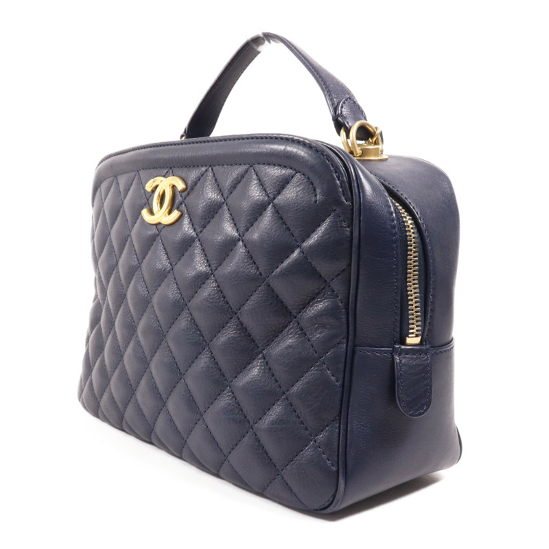 CHANEL 牛皮皮革2 Way Shoulder金扣手挽肩背兩用袋-2