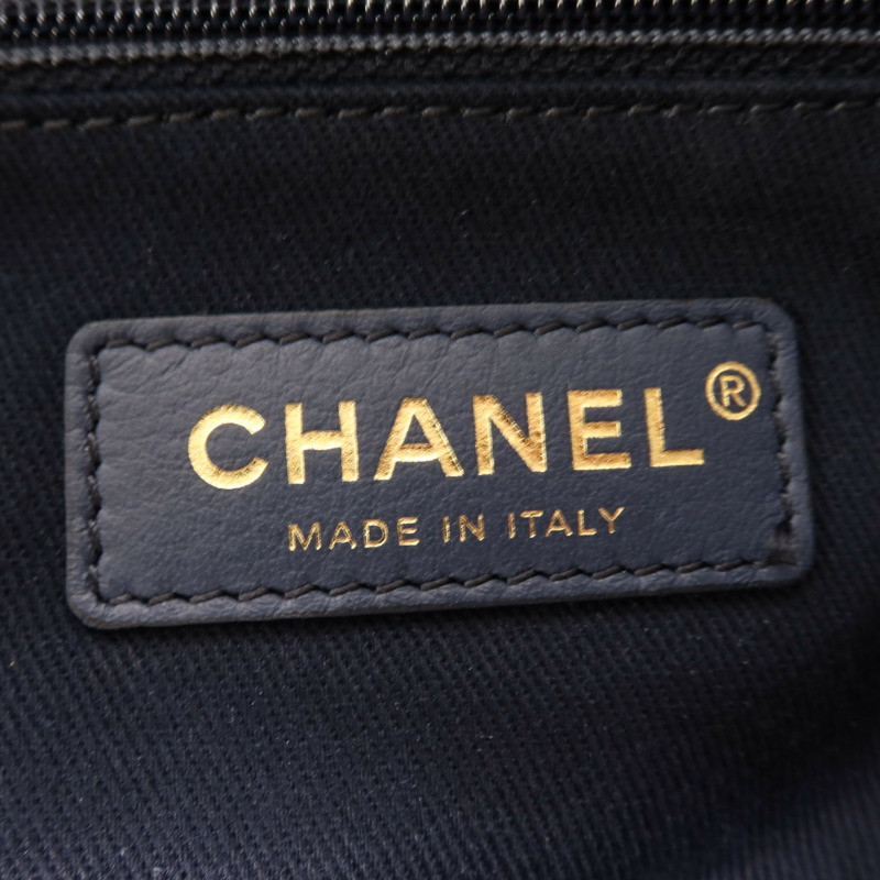CHANEL 牛仔布Deauville Tote金扣鏈帶肩背袋-10