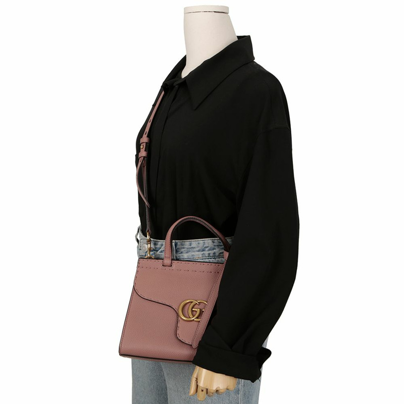GUCCI 442622 GG Marmont 迷你頂部提把托特單肩包-11