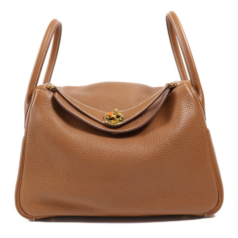 HERMES Clemence皮革Lindy 26金扣手挽肩背兩用袋Gold