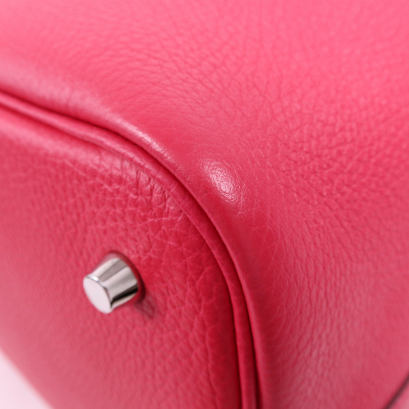HERMES Clemence皮革Picotin MM銀扣手挽袋Rose Mexico-4