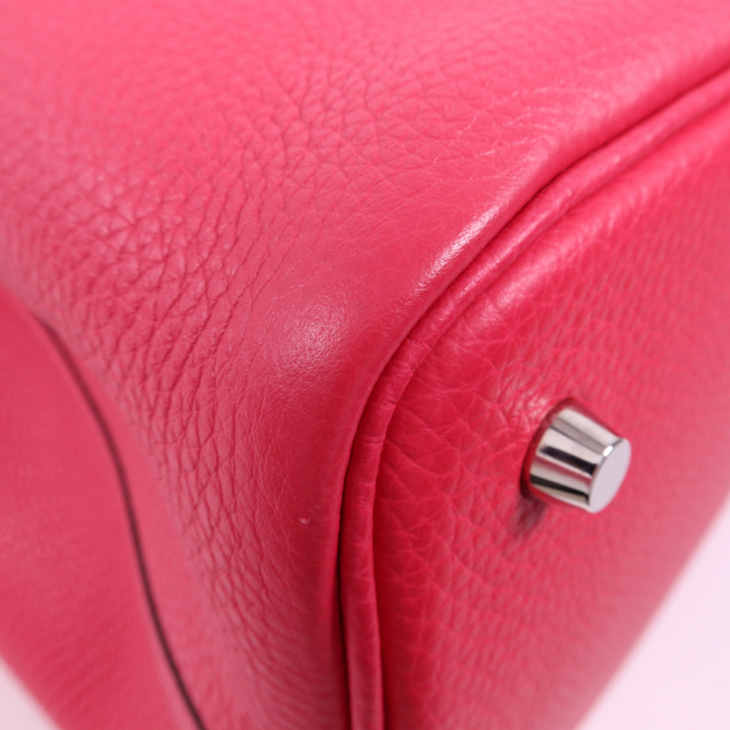 HERMES Clemence皮革Picotin MM銀扣手挽袋Rose Mexico-5