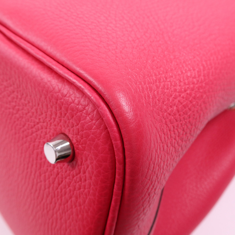 HERMES Clemence皮革Picotin MM銀扣手挽袋Rose Mexico-6
