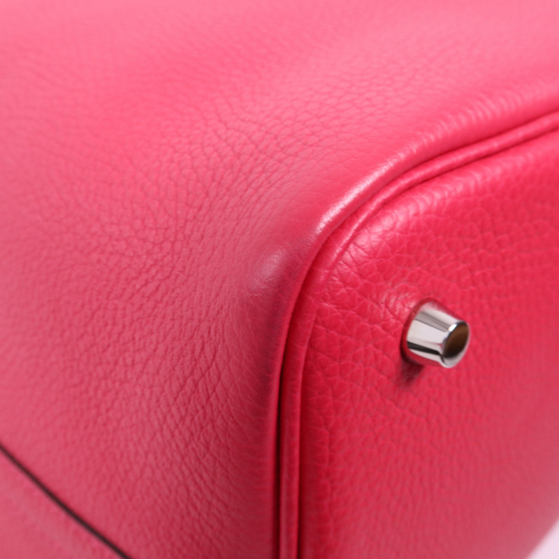 HERMES Clemence皮革Picotin MM銀扣手挽袋Rose Mexico-7