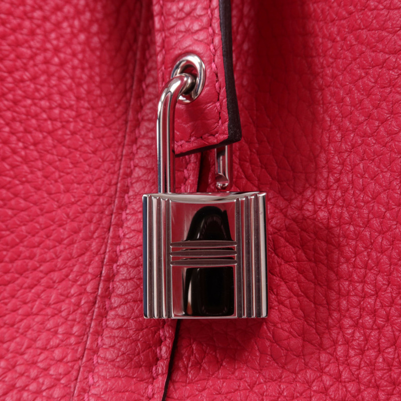 HERMES Clemence皮革Picotin MM銀扣手挽袋Rose Mexico-8