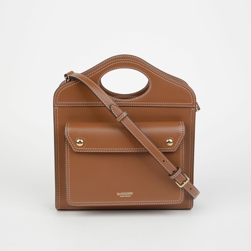 BURBERRY 明線口袋手提包肩背包 8014776-0