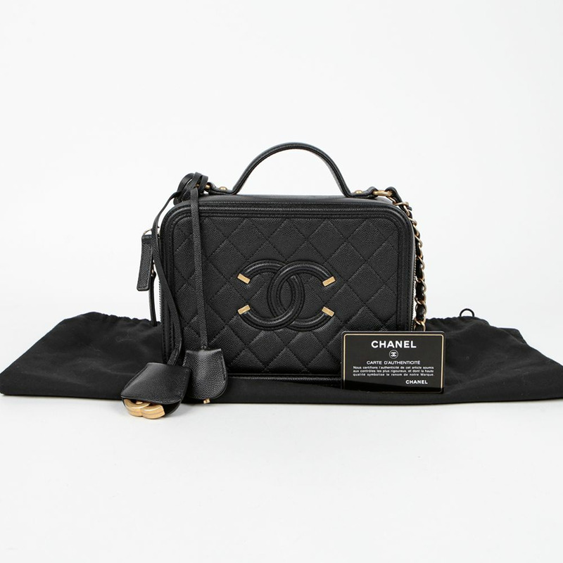CHANEL Caviar Cosmetic 中型托特單肩包 A93343-0