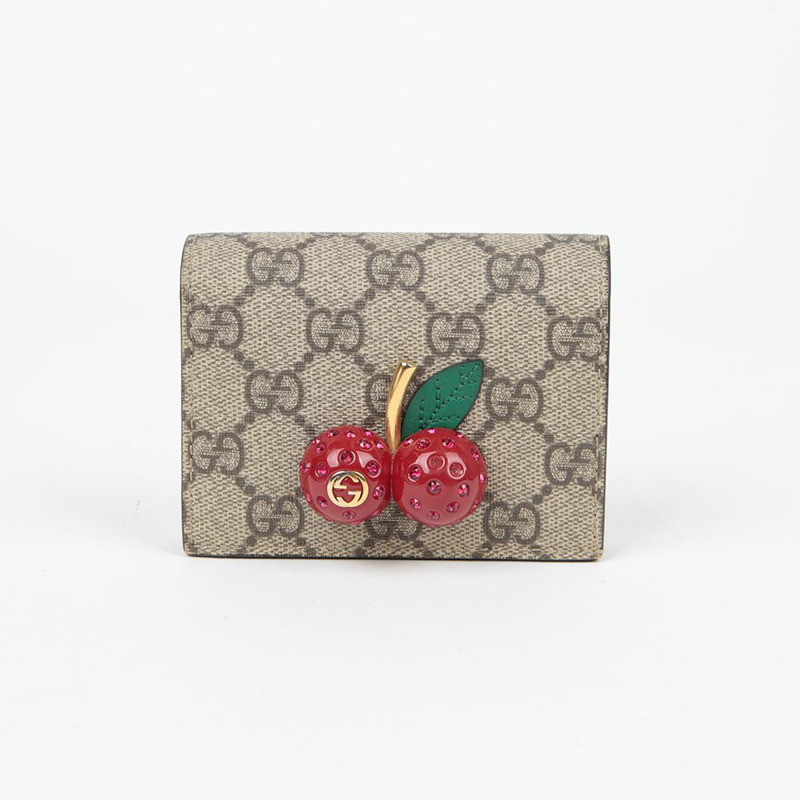 GUCCI 櫻桃裝飾卡包皮夾 476050-1