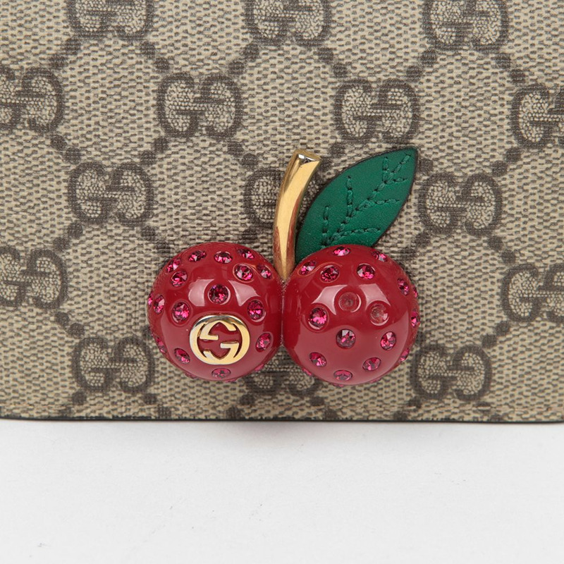 GUCCI 櫻桃裝飾卡包皮夾 476050-2