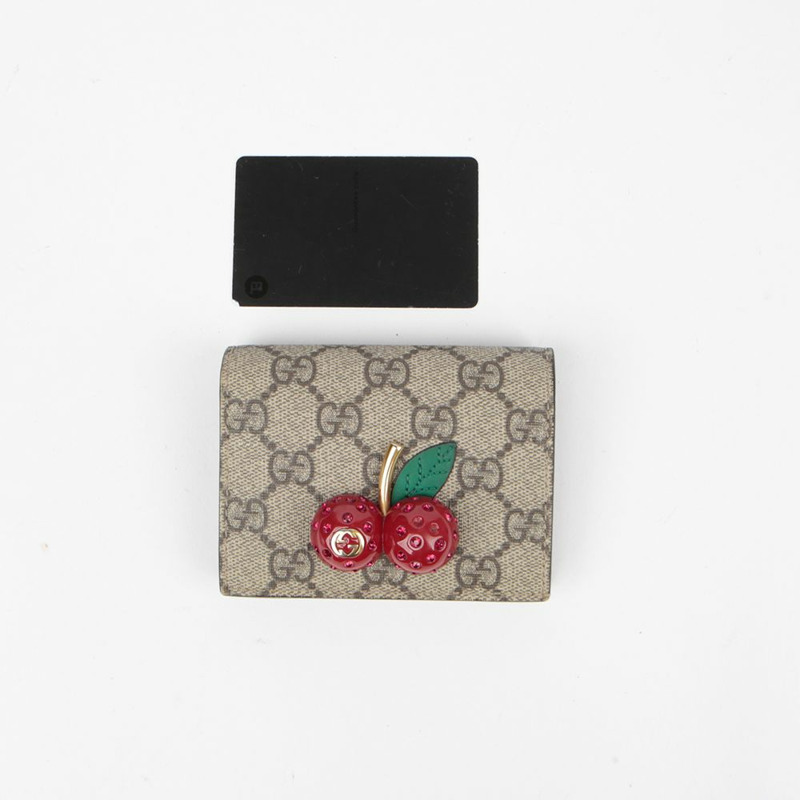 GUCCI 櫻桃裝飾卡包皮夾 476050-10