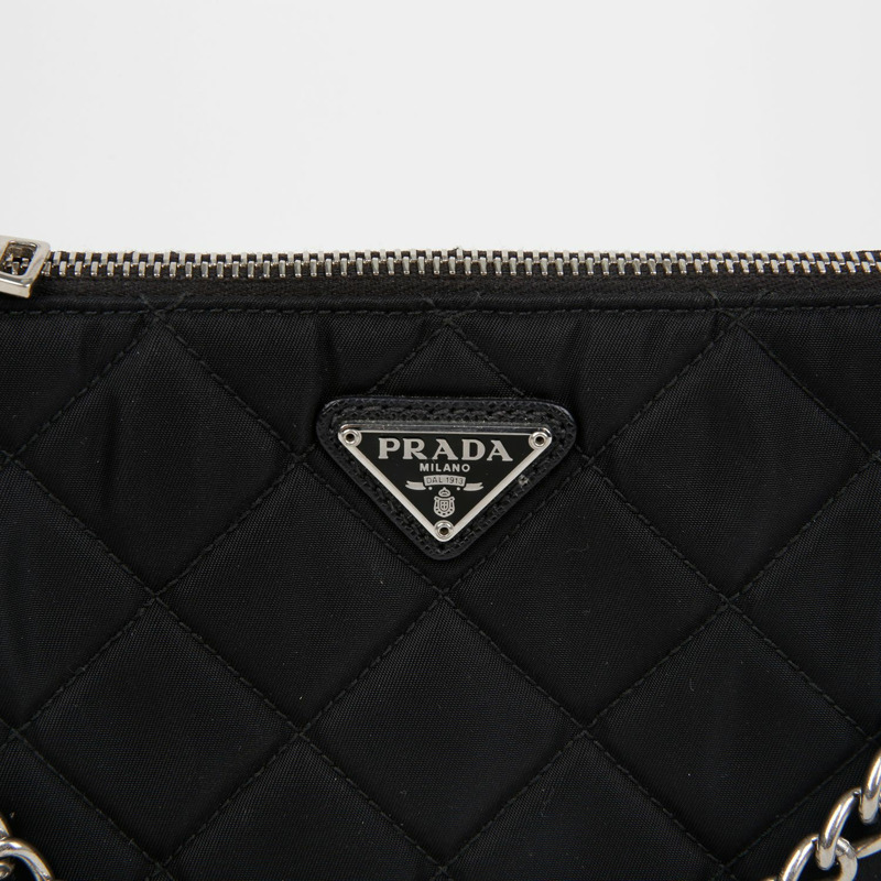 PRADA 絎縫鏈條單肩斜背包 1BH026-1