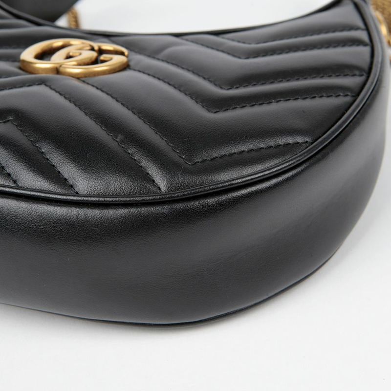 GUCCI GG Marmont 半月形迷你單肩包 699514-7